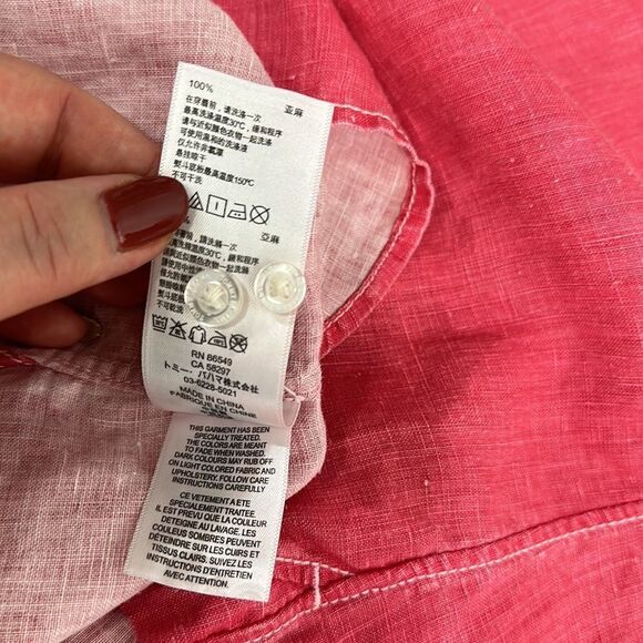 Tommy Bahama Linen Pink Long Sleeve Button Down Shirt Size S - Picture 9 of 11